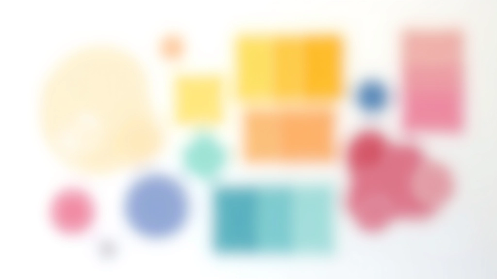 Palette di colori vivaci per flat design disposta su superficie bianca con quadrati e cerchi geometrici